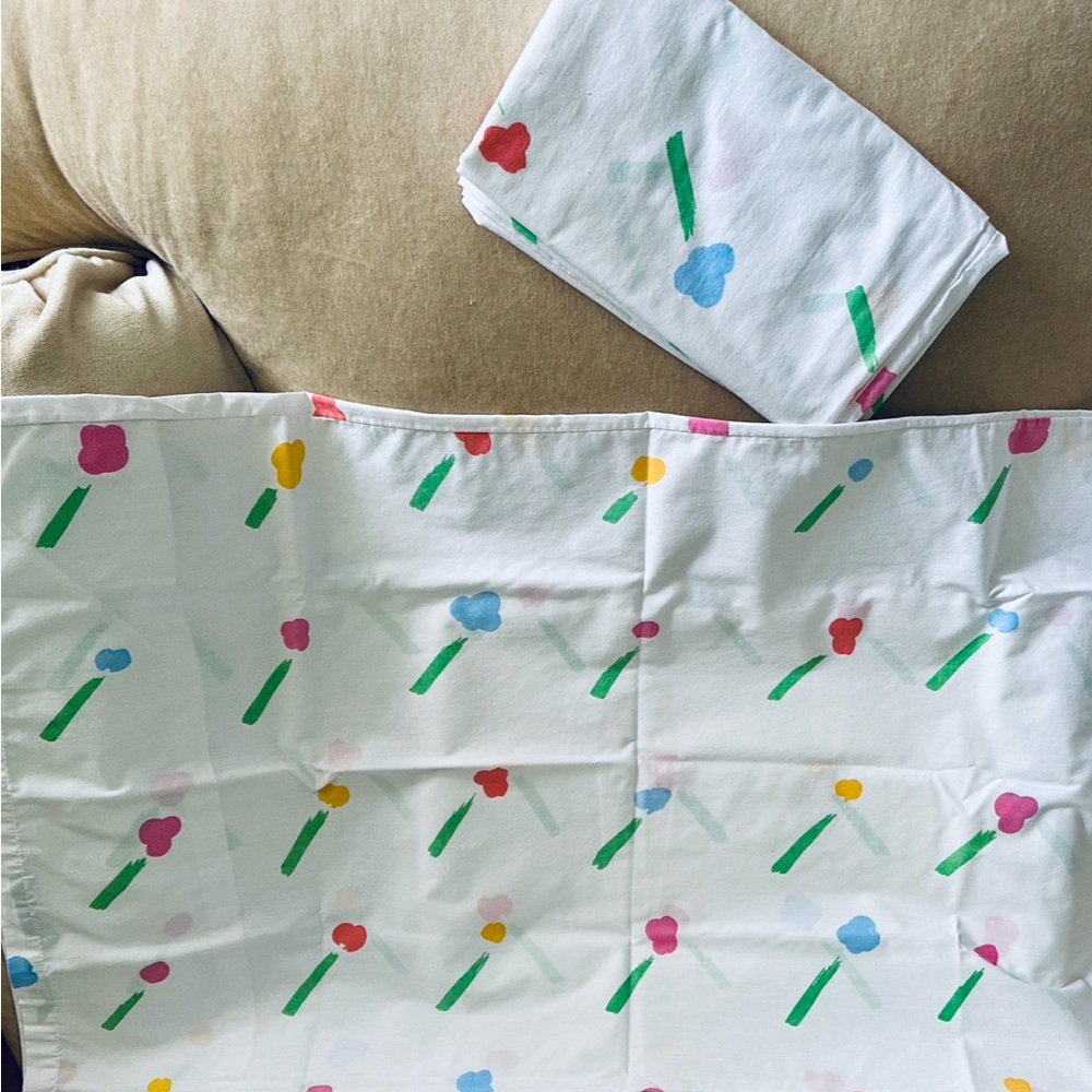 Vintage Pair of Marimekko “Snow Flower” King Pillowcases by Dan River